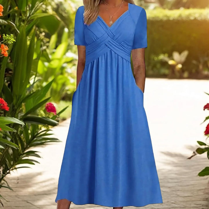 Maeva – Elegant Midi Dress with Tummy Coverage