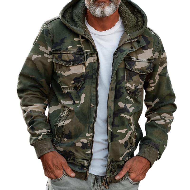 Fabian™ - Herren Camouflage Cargo Jacke - Mit Kapuze und Multi-Taschen Design