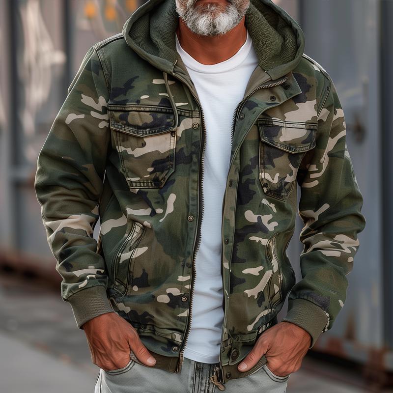 Fabian™ - Herren Camouflage Cargo Jacke - Mit Kapuze und Multi-Taschen Design